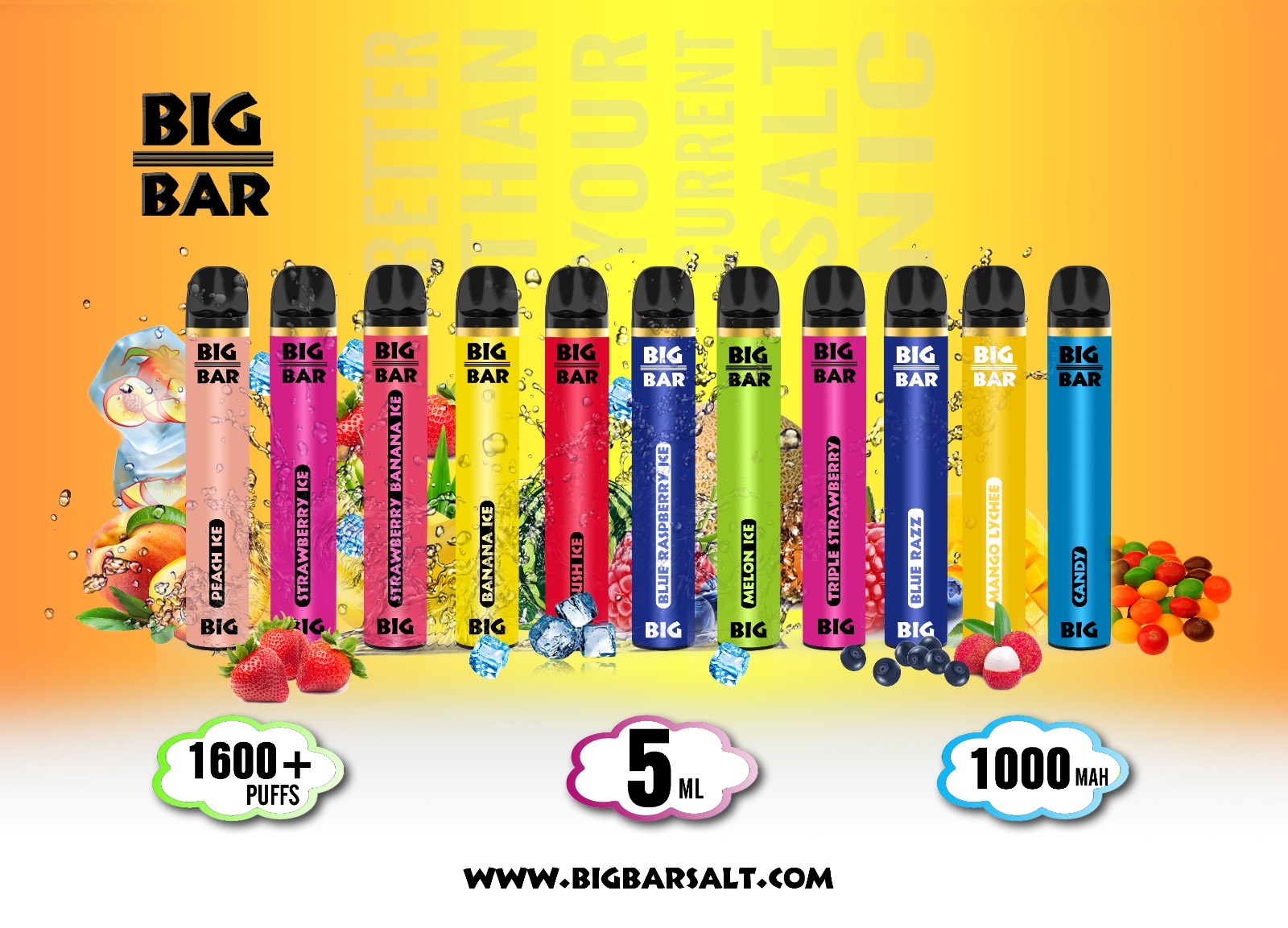 Big Bar Disposables (1600 Puffs) E-juice Enterprise Wholesale Inc Big Bar Disposables (1600 Puffs) E-juice Enterprise Wholesale Inc